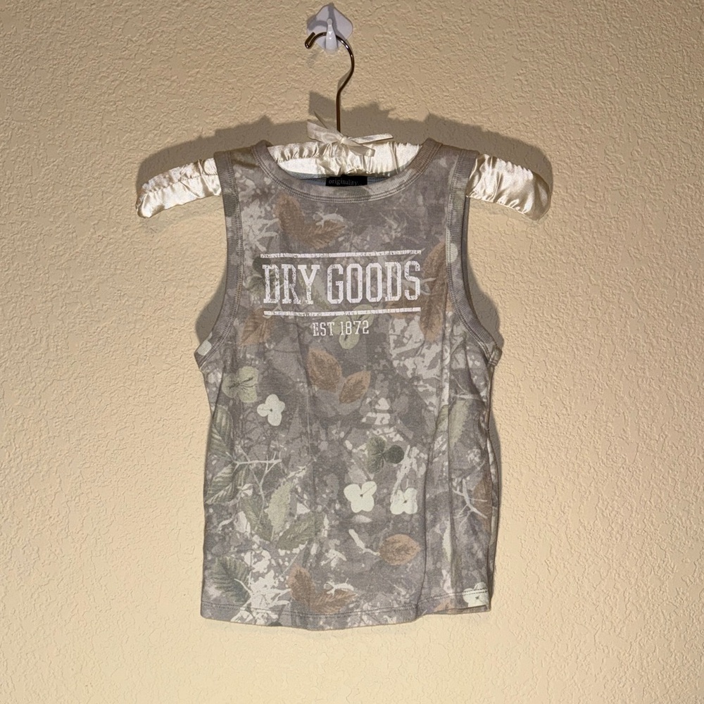 Dry Goods Gray Camo Floral Tank Top